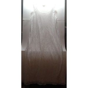 One World Live and Let Live White Maxi Dress Sz Medium Boho Lined Sheer Pattern